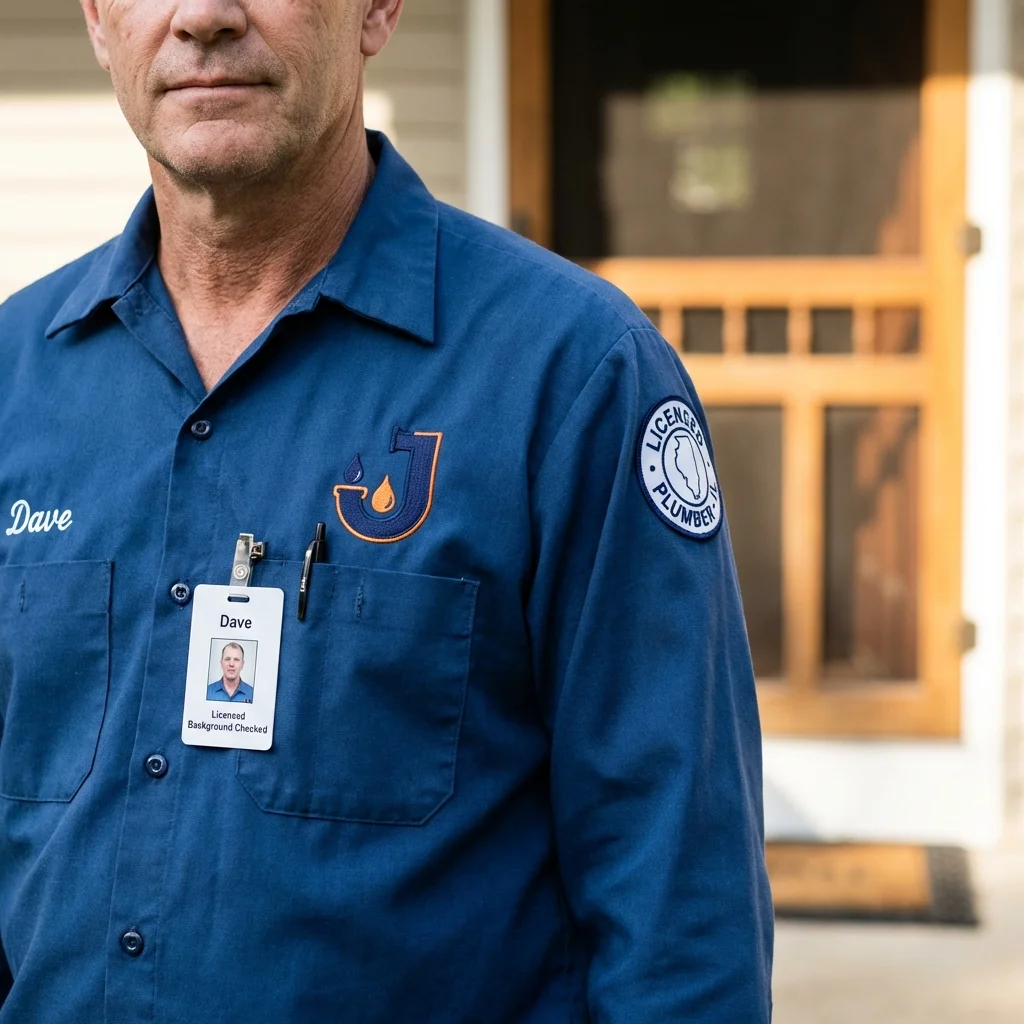 Licensed plumber showing ID badge in Somerset, PA
