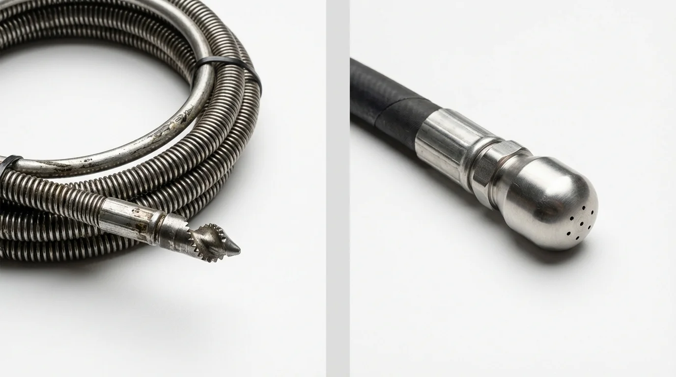 Drain snake cable and hydro jetting nozzle used for drain cleaning in Somerset, PA