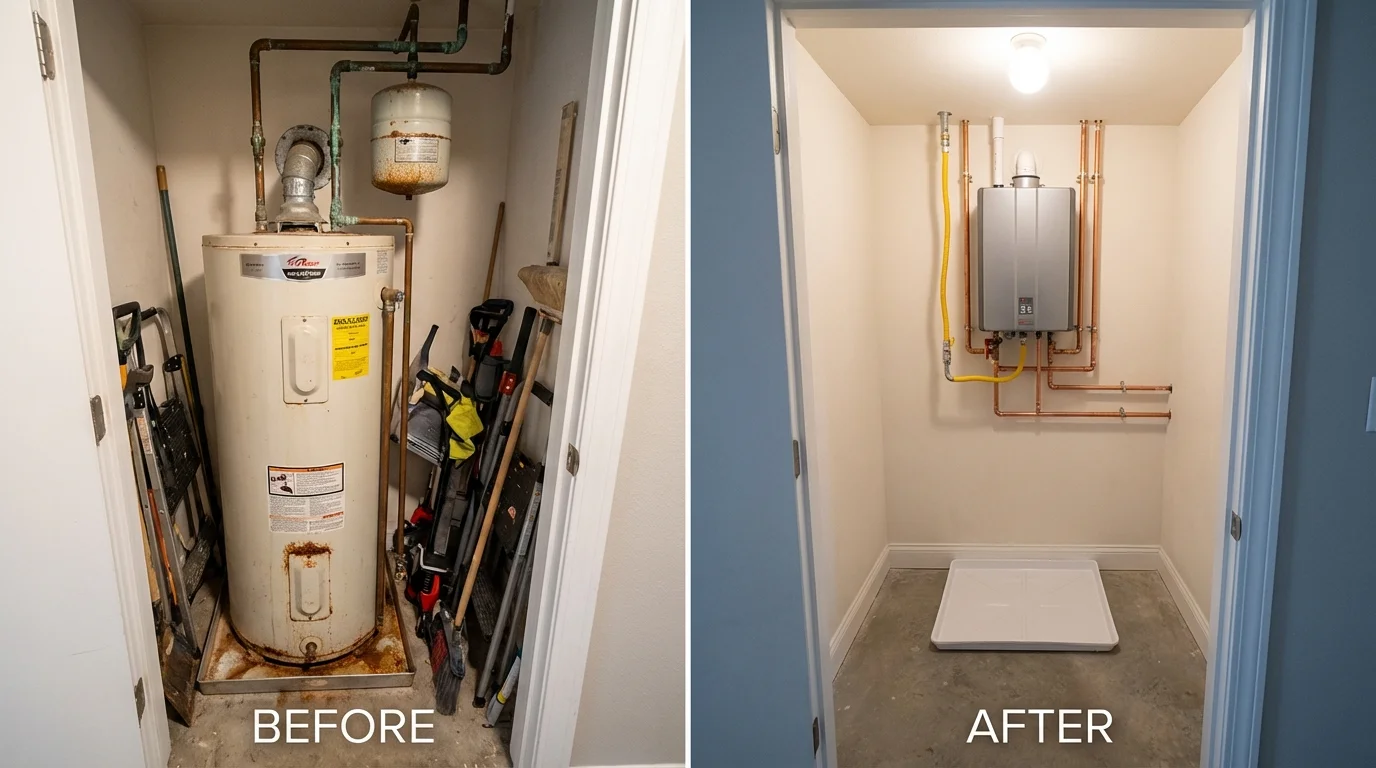 Tank water heater versus wall-mounted tankless unit comparison for Somerset, PA homeowners