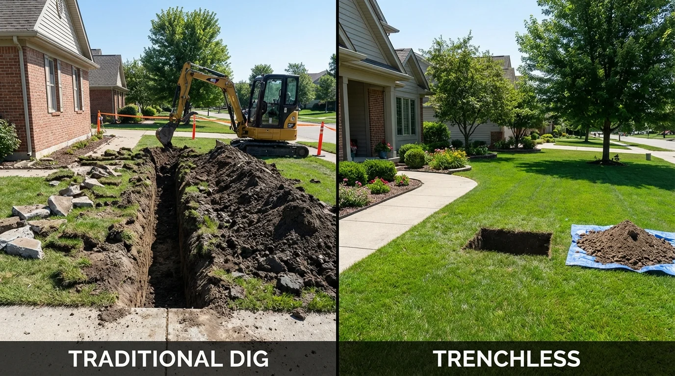 Trenchless sewer repair with minimal yard damage versus traditional excavation in Somerset, PA
